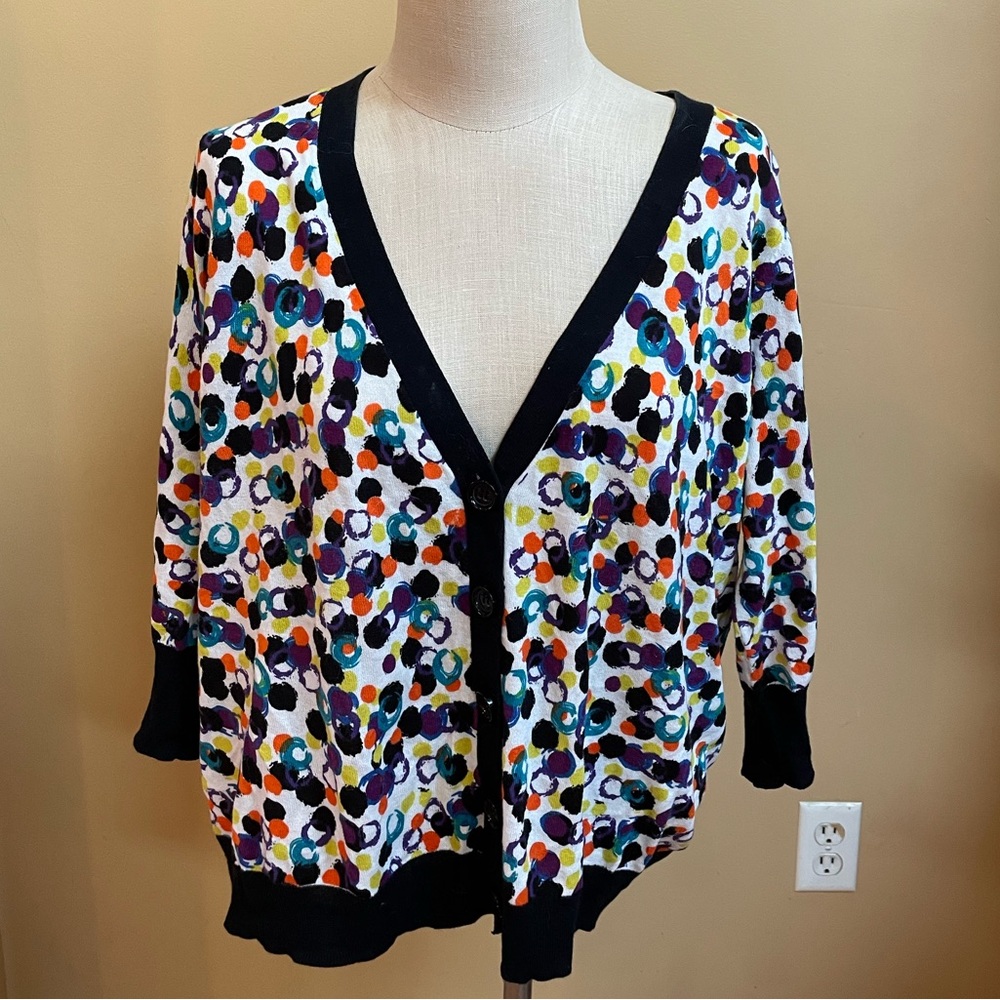 Lane Bryant Multi-Color Cotton Button-Up Cardigan Size 18/20